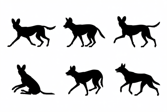 African Wild Dog Silhouettes