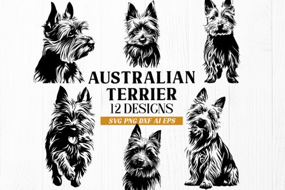 Australian Terrier SVG Bundle 12 Dogs