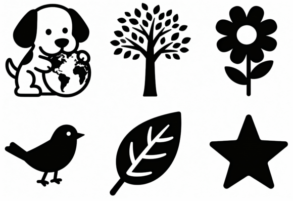 Cute Dog Earth Tree Flower Bird Leaf Embroidery