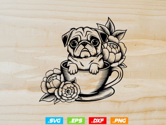Cute Pug Face Svg for Embroidery Projects