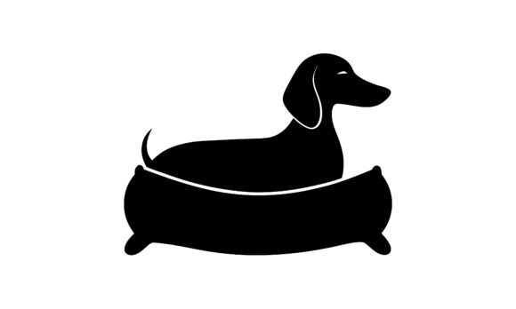 Dachshund Dog Silhouette in Bed Design