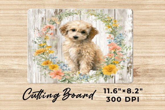 Dog Farmhouse Glass Cutting Board Embroidery Design