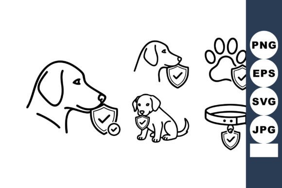 Dog Icons Shield Protection Vector Review