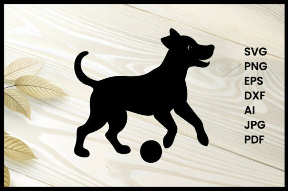 Dog Playing with Ball Silhouette Vector