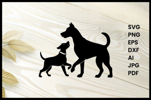 Dog Playing with Other Dog Silhouette