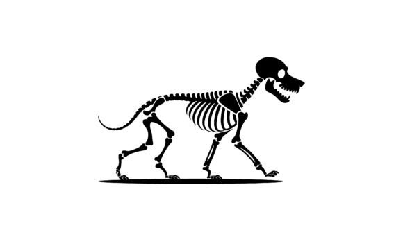 Dog Skeleton Walking Silhouette