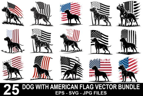 Dog with American Flag Vector Bundle Review