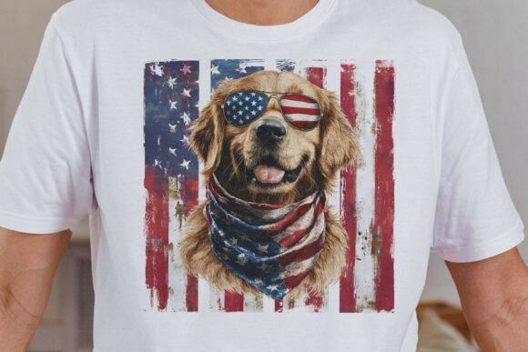 Patriotic Golden Retriever Dog PNG Review