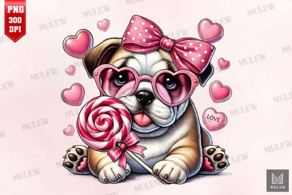 Valentine Bulldog Dog Sublimation PNG Review