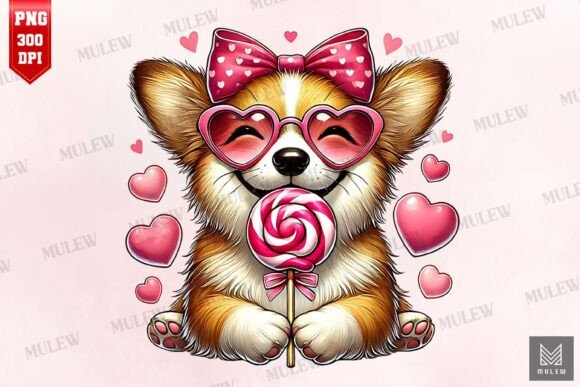 Valentine Pembroke Welsh Corgi Dog PNG Review